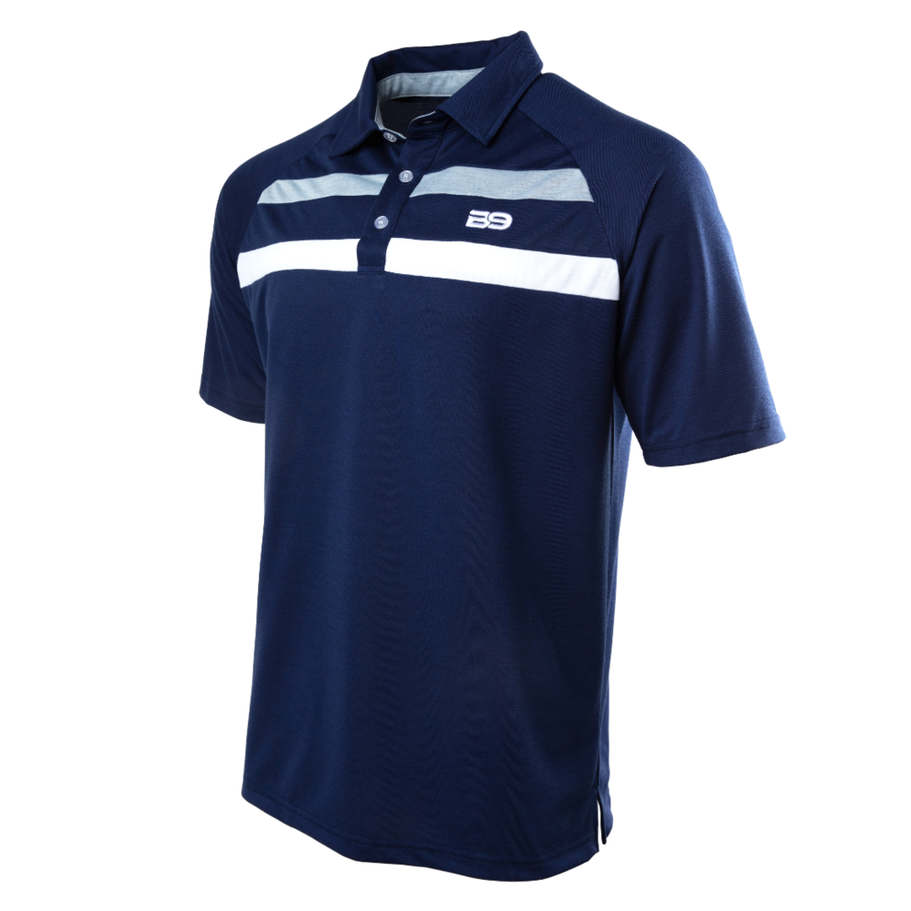 2 Stripe Navy Pique Polo